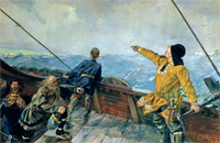Schilderij van de Noorse schilder Christian Krogh van de ontdekking van Amerika